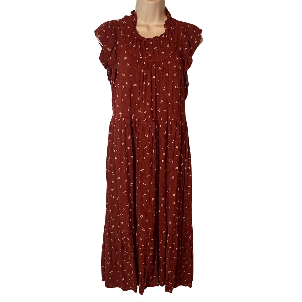 Universal Thread Women's Prarie Floral‎ Midi Dress Size M Pockets Cottagecore